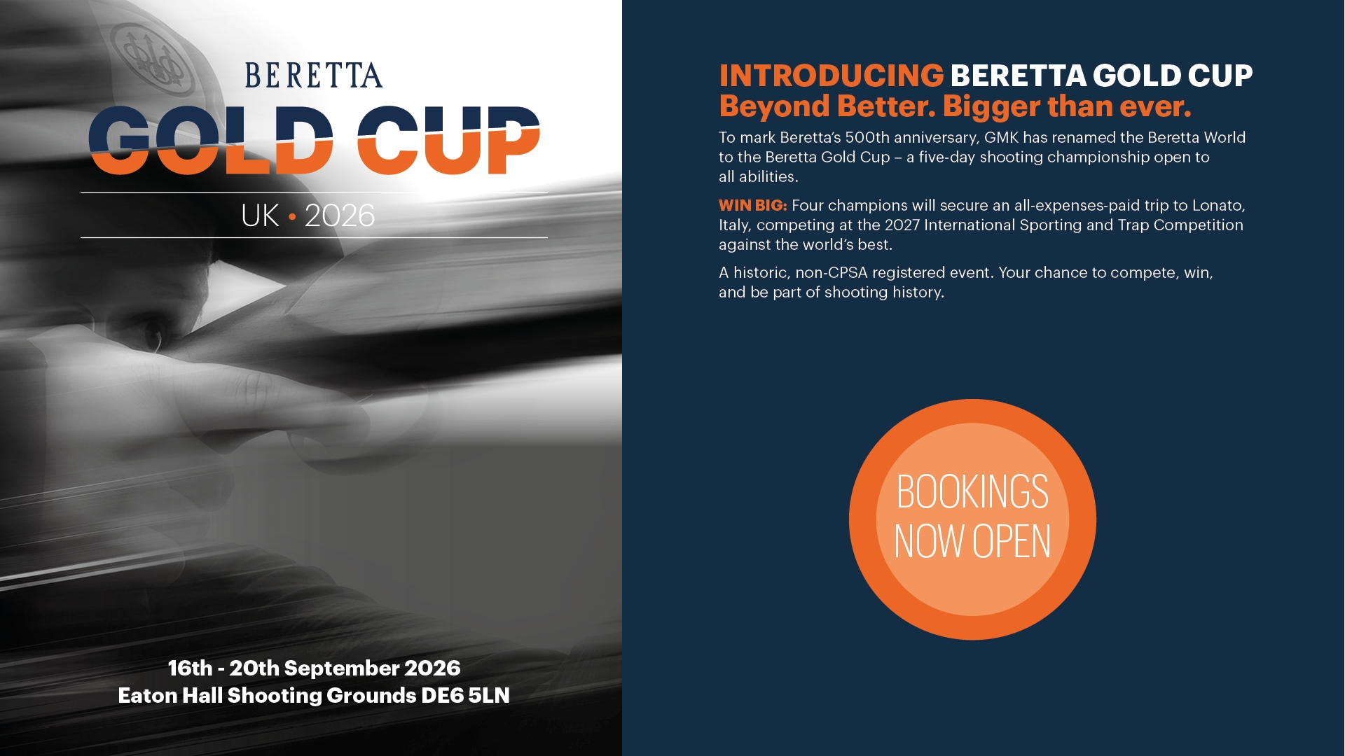 Beretta Gold cup Bookings Now Open